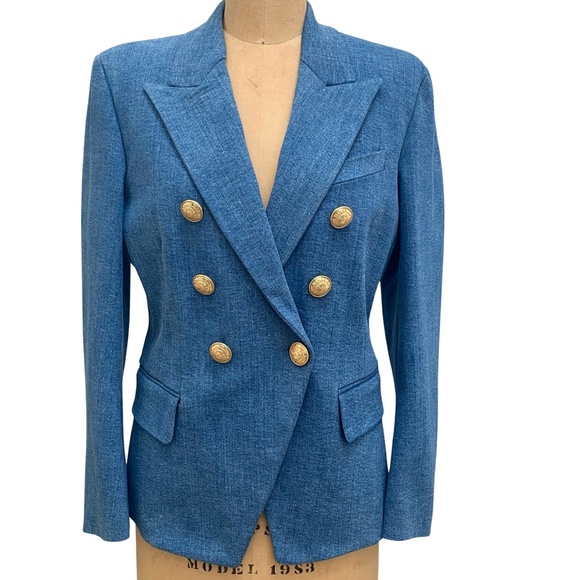 BALMAIN BLUE DENIM BLAZER SIZE 12 WORN ONLY ONCE - Picture 8 of 9